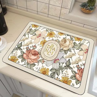 Cross-border solid color tableware draining mat household kitchen table top absorbent easy-drying coaster wash-free heat insulation dry table mat