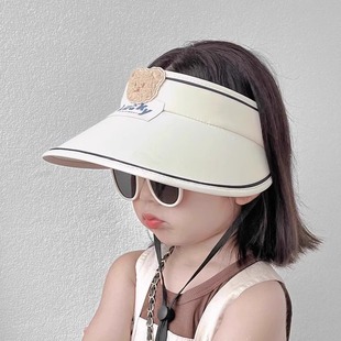 Baby's Sunshade Hat Girls Summer Boys' Sunscreen Hat Children's Hat Cartoon Empty Top Hat Large Brim UV Protection
