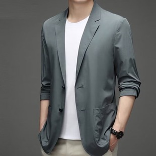 Summer Ice Silk Suit Men's Ultra-thin Casual Sun Protection Suit Small Suit Lightweight Spring and Autumn Single Western Jacket Top