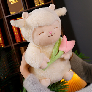 Cross-Border Cute Tulip Lamb Bleating Doll Plush Toy Lamb Doll Sleeping Comfort Pillow Cloth Doll