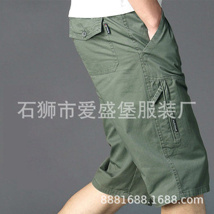 Middle-aged Old Cotton Non-elastic Casual Pants Dad's Overalls Large Size Capri Pants Men's Loose Thin Shorts