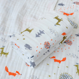 Cartoon Printed High-Density Six-Layer Gauze Pure Cotton Children's Quilt Blanket Newborn Baby Bath Towel Soft Swaddling Towel