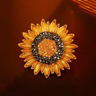 Sunflower brooch with diamond high-grade sunflower flower brooch temperament plant corsage suit accessories