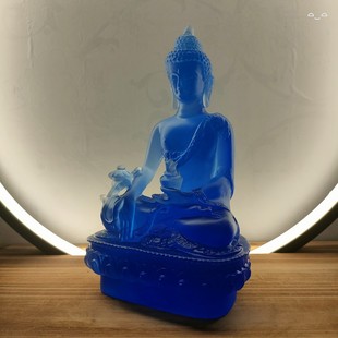 Factory wholesale colored glaze medicine master Buddha temple Buddha statue worship ornaments colorful medicine king bodhisattva ornaments