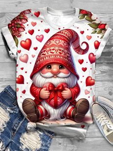 2025 new European and American foreign trade leisure Joker fashion high quality Christmas short sleeve round neck T-shirt WA30