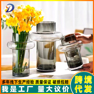 Wholesale Nordic Creative Small Waist Glass Vase Water Raising Flower Ornaments for Living Room High Sense ins Style High Color Value