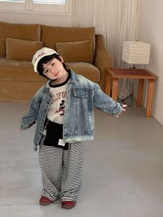 Spring Korean style children's casual Denim coat children's loose all-match lapel jacket fashionable cardigan top