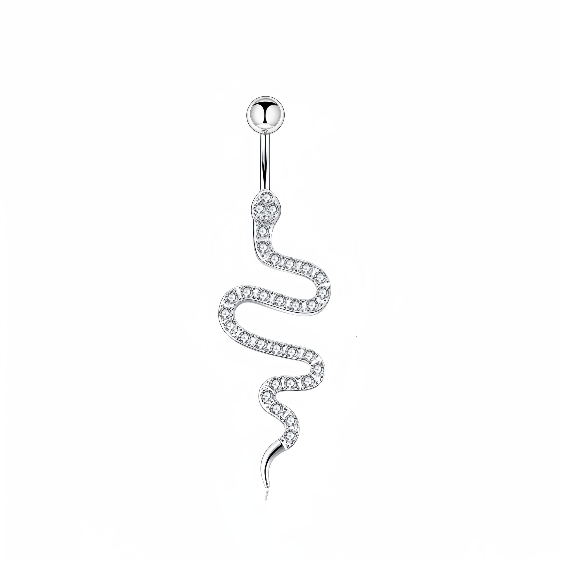 European and American Cross-Border Butterfly Heart Navel Nail Stainless Steel Navel Piercing Jewelry Snake-Shaped Leopard Inlaid Zircon Navel Button