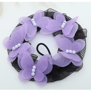 Children's Ballet Latin Dancing Test Hair Net Chiffon Highlight Pearl Hair Boiler Girl's Ball Head Butterfly Head Flower