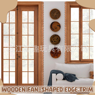 Cross-Border Temu Hot-Selling New Product Wooden Wave Line Lace Furniture Door Frame Decorative Wood Chips DIY Wood Craft