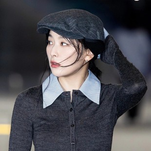 South Korea openyy Jiang Shiqi with vintage wool striped wool blended cap female YY ear protection forward cap