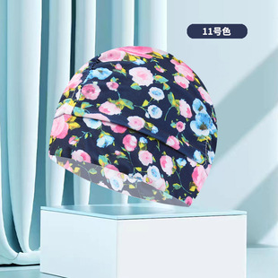 Adult Swimming Cloth Cap Unisex Large Ear Protection Waterproof Fashion Color Pleated Hot Spring Swimming Cap