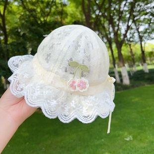 baby hat adjustable 4-18 month princess reth summer thin little girl sunshade fisherman basin hat flower