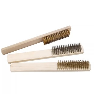 Wire brush long handle copper wire brush wooden handle steel brush rust removal with handle Wenwan brush iron brush barbecue brush cleaning brush