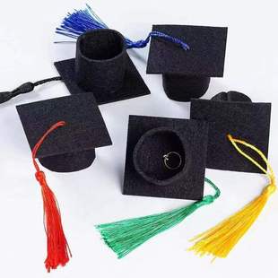 Mini Felt Doctor Hat Graduation Season Decorative Tassel Bachelor's Degree Hat Doll Wine Bottle Flower bouquet Decorative Hat