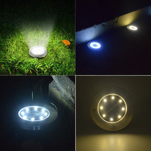 amazon cross-border 8LED solar stainless steel underground light outdoor new plug-in grass floor light courtyard garden light