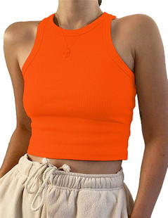 European and American Foreign Trade Women's wish Amazon New Summer Solid Color Sleeveless Slim-fit Short Small Vest for Women
