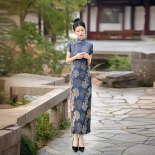 Улучшенный старый Шанхай Китайская Республика Cheongsam ежедневно элегантный молодая мать тонкий подходят для похудения летом средней длины