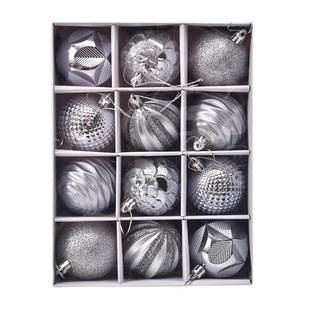 Factory direct 6cm12pc Christmas ball gift box painted suit Christmas tree decoration pendant holiday window layout