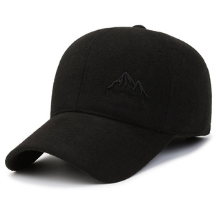 Baseball cap middle-aged and elderly autumn and winter men's warm fleece-lined peaked cap outdoor cold-proof cotton cap simple fashion peaked cap