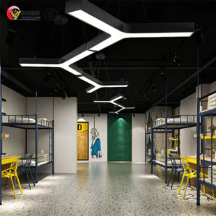 LEDY Shape Lamp Creative Herringbone Office Chandelier Gym Internet Cafe Store Shopping Mall Industrial Wind Lamps
