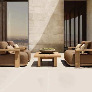 Living Room Solid Wood Furniture House Courtyard Balcony Homestay Hotel Open-Air Teak Old Outdoor Leisure Sofa Combination