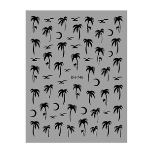 Redanco new 3D flat ins popular net plant coconut tree nail stickers nail stickers wholesale DH-746