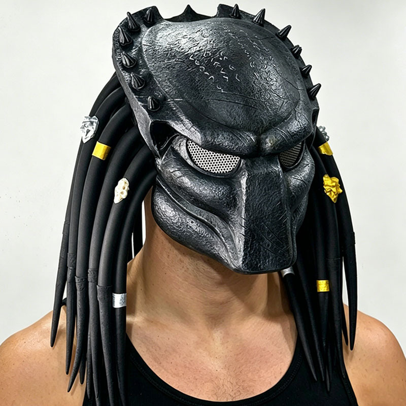 Halloween Predator Mask, Alien Latex Headgear, Alien Creature Horror Decoration Props