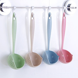 Soup Spoon Colander Two-in-One Wheat Straw Multi-Functional Kitchen Household Filtration Soup Spoon Creative Hot Pot Dual-Use Spoon