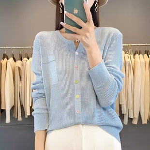 Autumn New Korean Style Worsted Wool Half Open Collar Knitted Cardigan Women's Color Buckle Pullover Fashionable Long Sleeve Simple Jacket