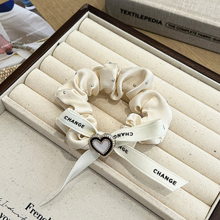 Bow Pearl Hair Ring Korean High-end Rhinestone Large Bowel Ring Simple Elegant Horse Tail Head Rope Ball Head Rubber Tendon