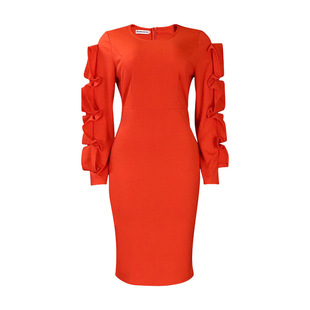 European and American plus size women's autumn new fashion temperament Tongle elegant African plus size long sleeve foreign trade dress