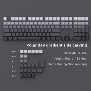 Spot wholesale cross-border extreme day side engraved key cap small full set of 133 key PBT two-color injection customized original height
