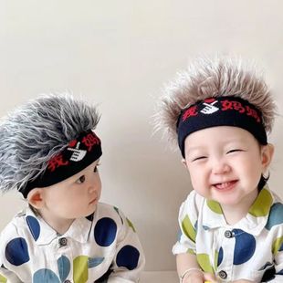Детская шапка-парик Осенне-зимняя детская шапка Хип-хоп Детская Южная Корея Взрывная голова Шерстяная пузырьковая голова Лапша Кепка с фото
