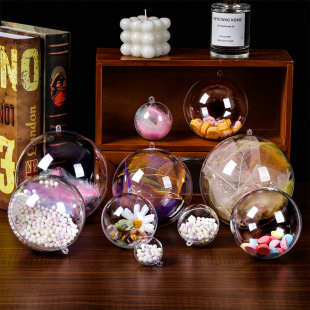 Cross-border hot-selling plastic ball Christmas ball acrylic hollow ball holiday decorative ball ps hanging ball ornaments transparent ball