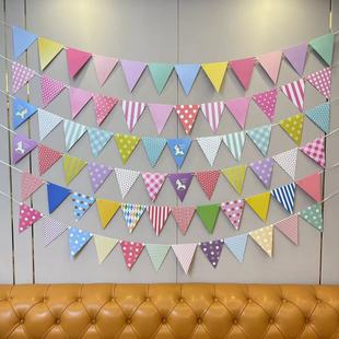 Birthday party decoration pennant banner festival cartoon Trojan horse layout supplies pennant flag wholesale paper