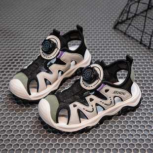 Swivel button wrap toe sandals fashion versatile children