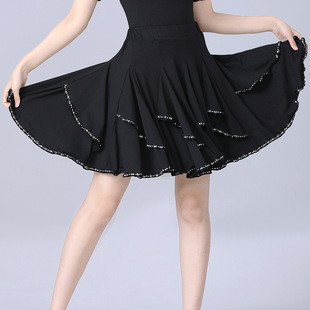 Maple Color Maple Color Skirt Latin Dance Skirt Women's Three-Step Jitterba Skirt New Adult Cha Cha Dance Skirt Rumba