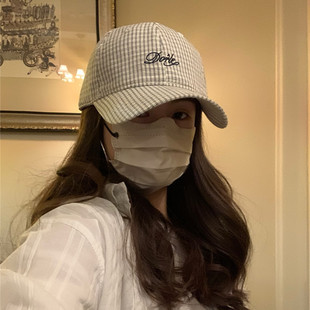 South Korea Blogger Ins Same Style New Plaid Cap Children's Face Small Curved Eaves Couple Casual Baseball Cap for Men