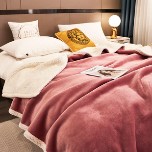 2022 Autumn and Winter New Taff Fleece Blanket Plain Solid Color Jacquard Double Layer Lamb Fleece Blanket Nap Blanket