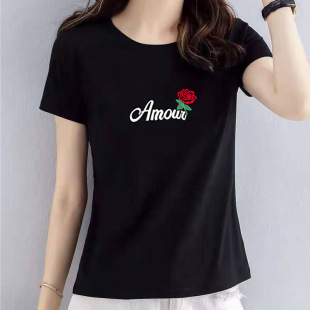 100 Cotton Short-sleeved T-shirt Women's Summer New Arrival Korean Style Elegant Slim-fit Slimming Flesh-covered Top Women's Fashionable T-shirt