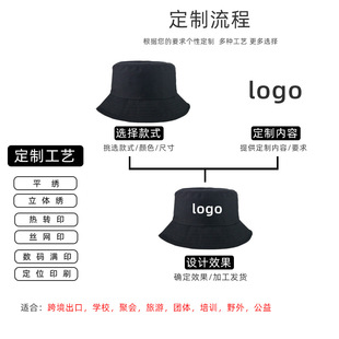 Cross-border adult fisherman hat solid color custom logo embroidery printing fisherman hat sunshade light plate custom basin hat