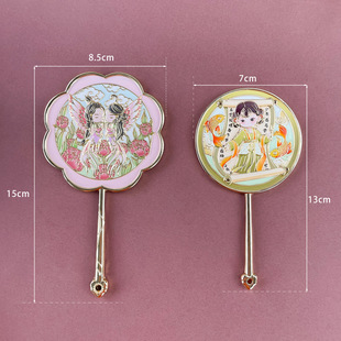 New retro hand-held mirror wholesale high-value cute mini hand-held makeup mirror portable auspicious language mirror
