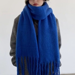 Winter New Solid Color Warm Scarf Tassel Simple All-match Atmosphere Shawl Scarf Wool Warm Scarf