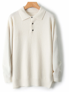 Men's woolen sweater pullover bottoming cashmere sweater POLO collar long sleeve solid color knitted cashmere sweater top wholesale