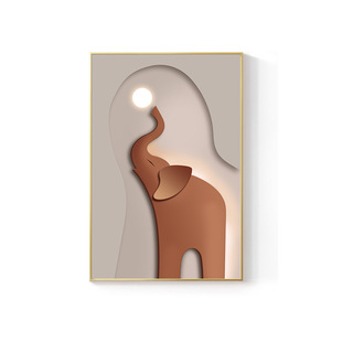 Light luxury modern living room decorative painting floor background painting Orange elephant entrance painting aisle hanging painting wall painting