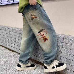 Boys' Summer Thin Tencel Jeans 2025 New Children's Loose Anti-mosquito Pants for Large Children and Boys