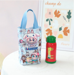Cartoon Bubble Mart Water Kettle Bag Tote Bag Water Cup Bag Umbrella Storage Bag Canvas Mini Handbag Environmentally Friendly Bag