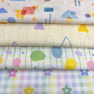 All Cotton Digital Printing Dopamine Color Lattice Dot Geometric Stitching Shirts Pajamas for Boys and Girls dress Spring and Summer suit