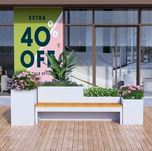 Outdoor stainless steel flower box stool combination outdoor terrace chair seat street square sales department landscape flower bed flower trough